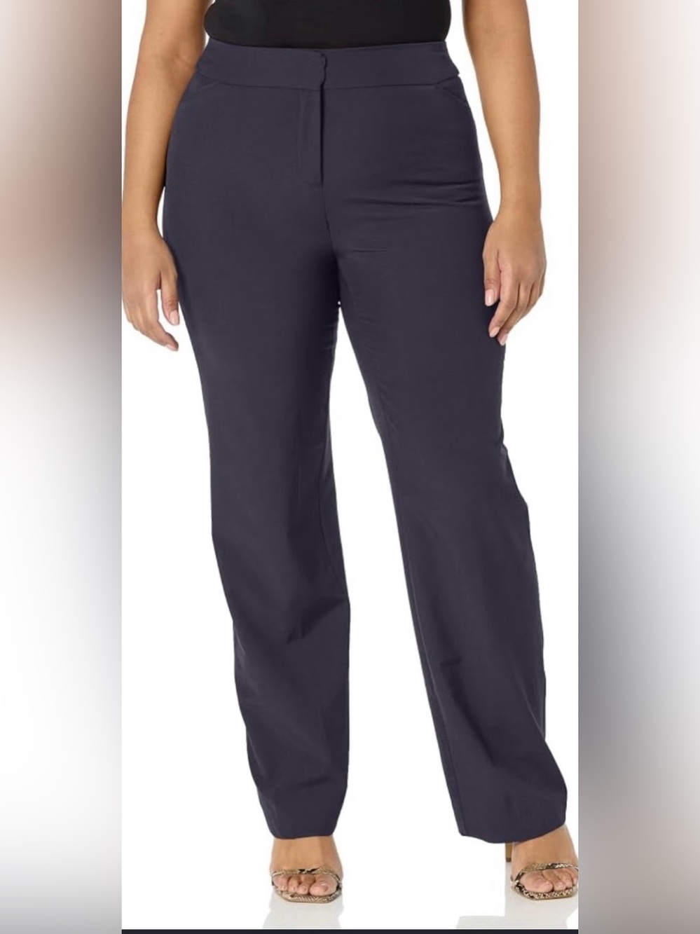 Lane Bryant Plus-Size Straight-Leg Pants in Dark Navy Blue